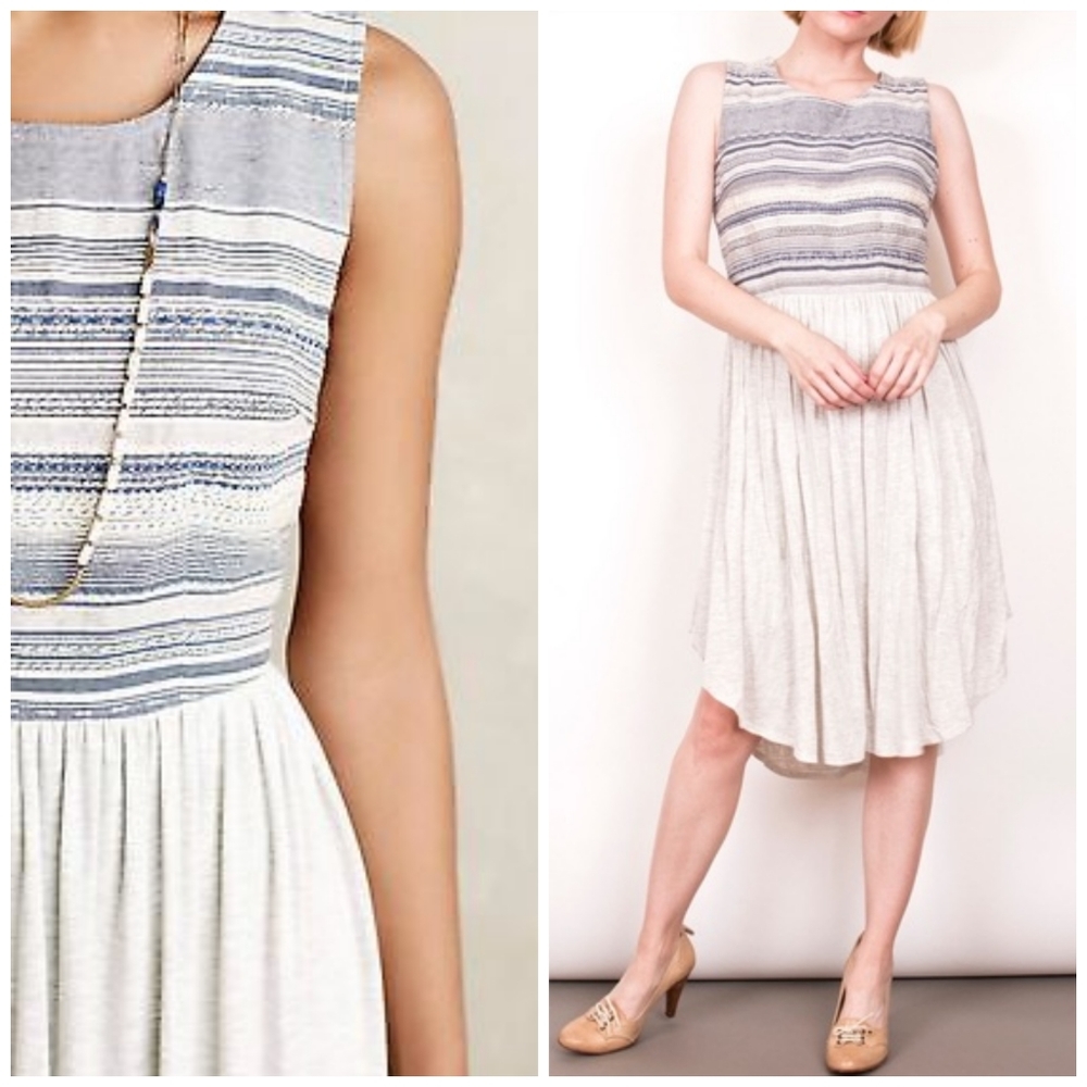 Anthropologie Sabado Blue Dolan Left Coast Sleeveless Dress, Made in USA Size M